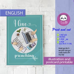 Ensemble d'art mural JW imprimable « J'aime prêcher » | carte postale imprimable