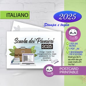 Escola Pioneira das Testemunhas de Jeová na Itália | marcadores de páginas e cartão postal para a Escola Pioneira de 2025.