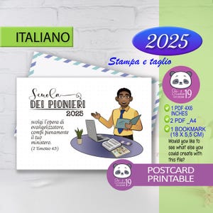 JW Pioneer School en Italie | signets et carte postale pour l'école des pionniers 2025.