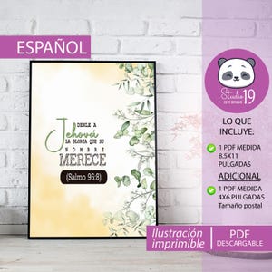 JW digital illustration for printing in spanish,  yeartext 2025. wallart printable 2025. Psalm 96:8 . model 1