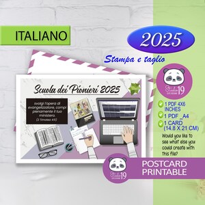 Escola pioneira das TJ em italiano | cartão e postal para 2025. escola pioneira 2025| modelo 1