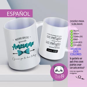 Crea hermosas tazas para ancianos con este diseño que incluye un mensaje de agradecimiento.