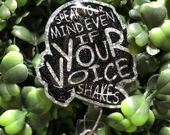 Speak your mind RBG Glittered Badge Reel, Retractable ID Holders, Lanyards and Badge Reels