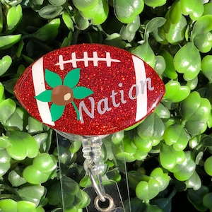Red Buckeye Nation Football Badge Reel, Buckeye Retractable Badge Clip, Display Magnet