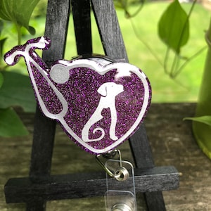 Dog Cat Silhouette Badge Reel, Veterinarian Badge Holder, Vet Tech ID Holder, Display Magnets