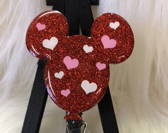 Valentine Mouse Balloon Badge Reel: Epoxy ID Holder