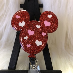Valentine Mouse Balloon Badge Reel: Epoxy ID Holder