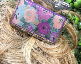 Floral Hair Clip, Pink Purple Claw Accessory, Glitter Barrette