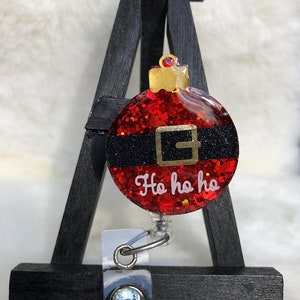 Santas Belt Badge Reel, Nurse Badge Reel, Glitter Badge Reel, Retractable ID Clips