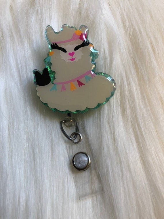 Hippie Llama Badge Reel, Medical ID Badge Reels, Cute Retractable ID Holder  