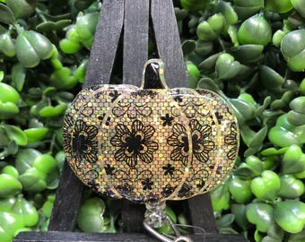 Lace Pumpkin Badge Reel: Fall ID Holder, Interchangeable Work Accessory