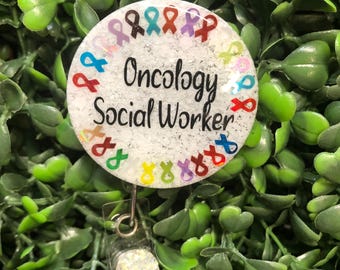 Oncology Social Worker Badge Holder, Care Coordinator Counselors Retractable ID Reel