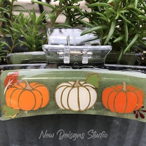 Fall Hair Clip, Green Pumpkin Hair Clip, Autumn Hair Claw,