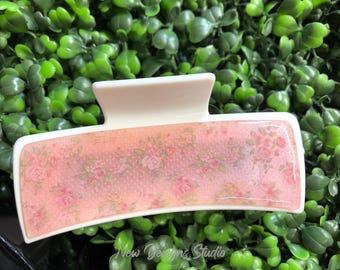 Pink Floral Hair Clip, spring Summer Claw Accessory