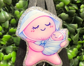 Pediatrician Balloon Baby Badge Holder, L&D Nurse Glove Medical ID Holder, NICU Work Accessory