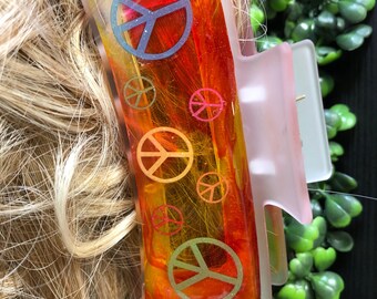 Peace Tye Dye Hair Clip, Personalized Summer Claw Accessory