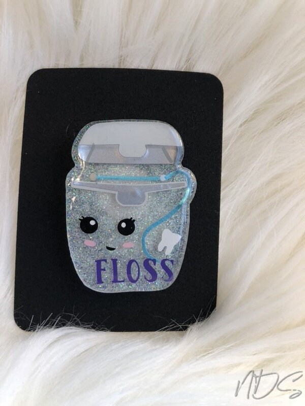 Glittered Dental Floss Badge Reel Dental ID Holders Etsy UK