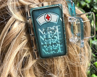 Blue Nurse Hair Clip, Healthcare Hair Clip, Girls Hair Claw, Nursing Student Hair Accessory