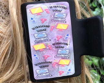 Ultrasound Squad Hair Clip, Sonographer Hair Clip, Girls Hair Claw, Medical Office Hair Accessory