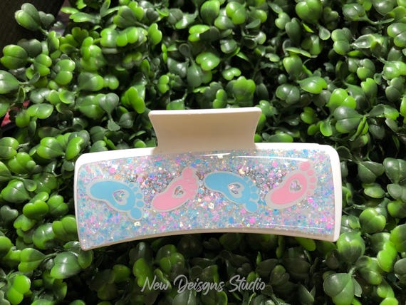 L & D Nurse Hair Claw Clip: Glitter Epoxy Resin, Nursing Student Gift