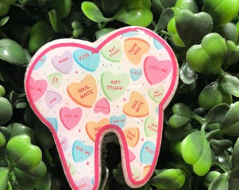 Valentine Tooth ID Holder, Dental Badge Reels, Hygienist Retractable Reel, Dental Magnet