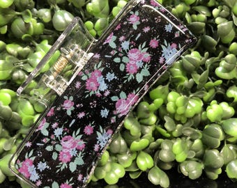 Black & Pink Floral Hair Clip, spring Summer Claw Accessory