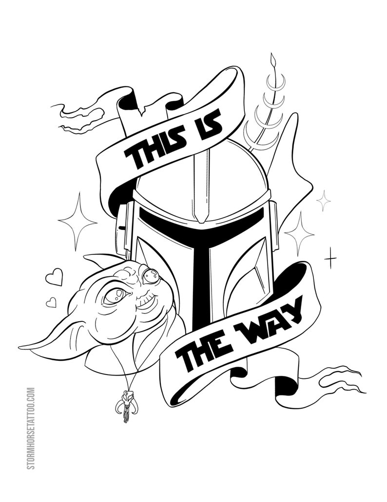 Baby Yoda & The Mandalorian Colouring Page | Etsy