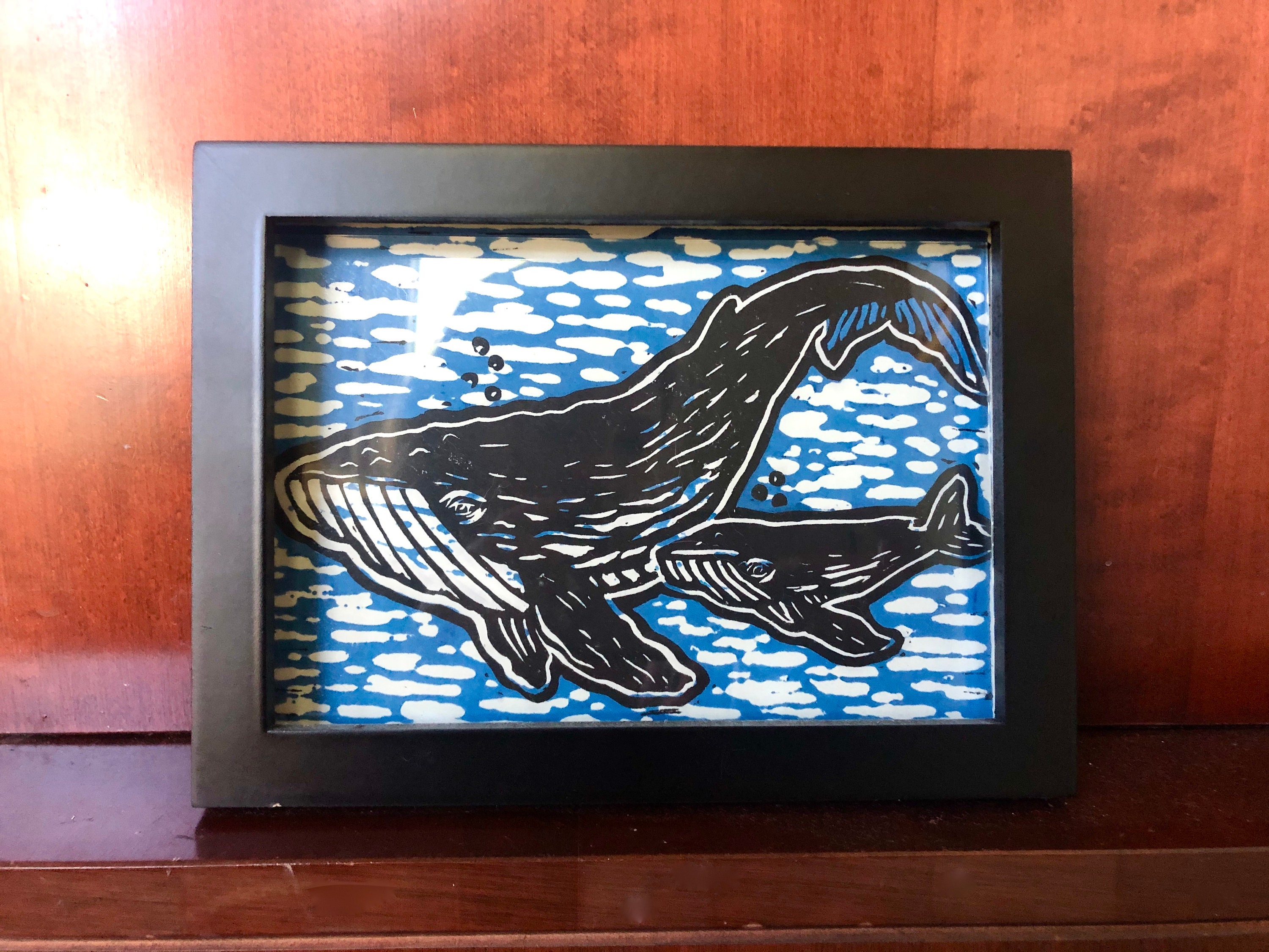 Handmade Whale Linocut Print | Etsy