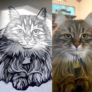 Custom Linocut Pet Portrait