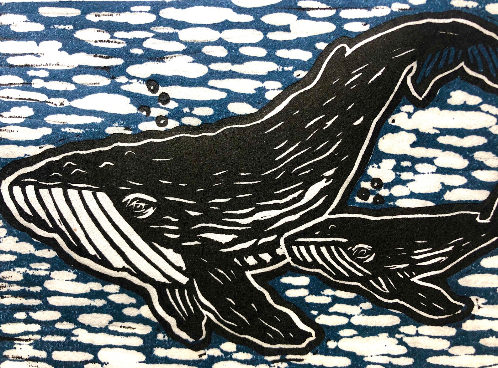 Handmade Whale Linocut Print - Etsy