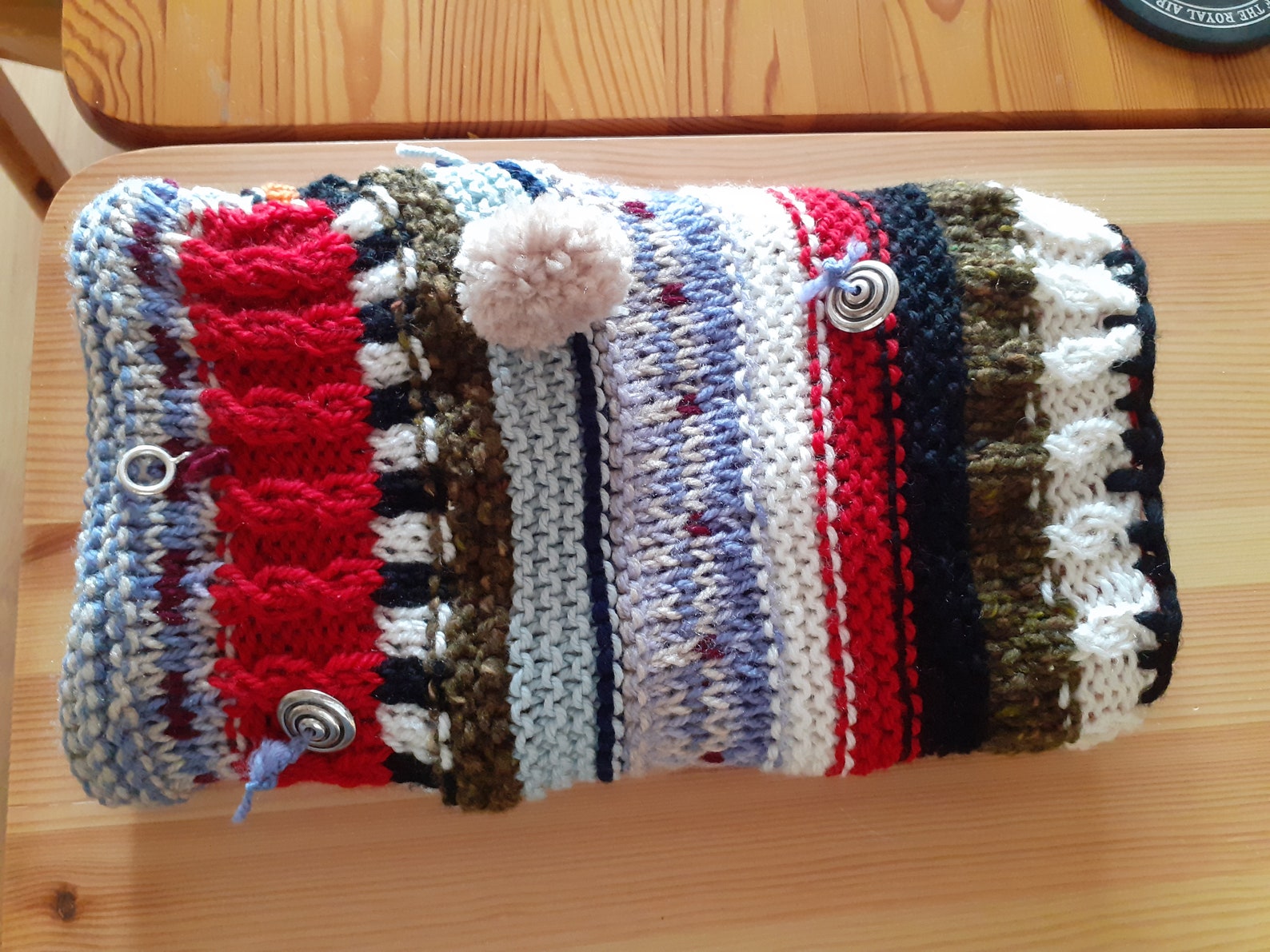 Hand knitted reversible twiddle muff for dementia and Etsy