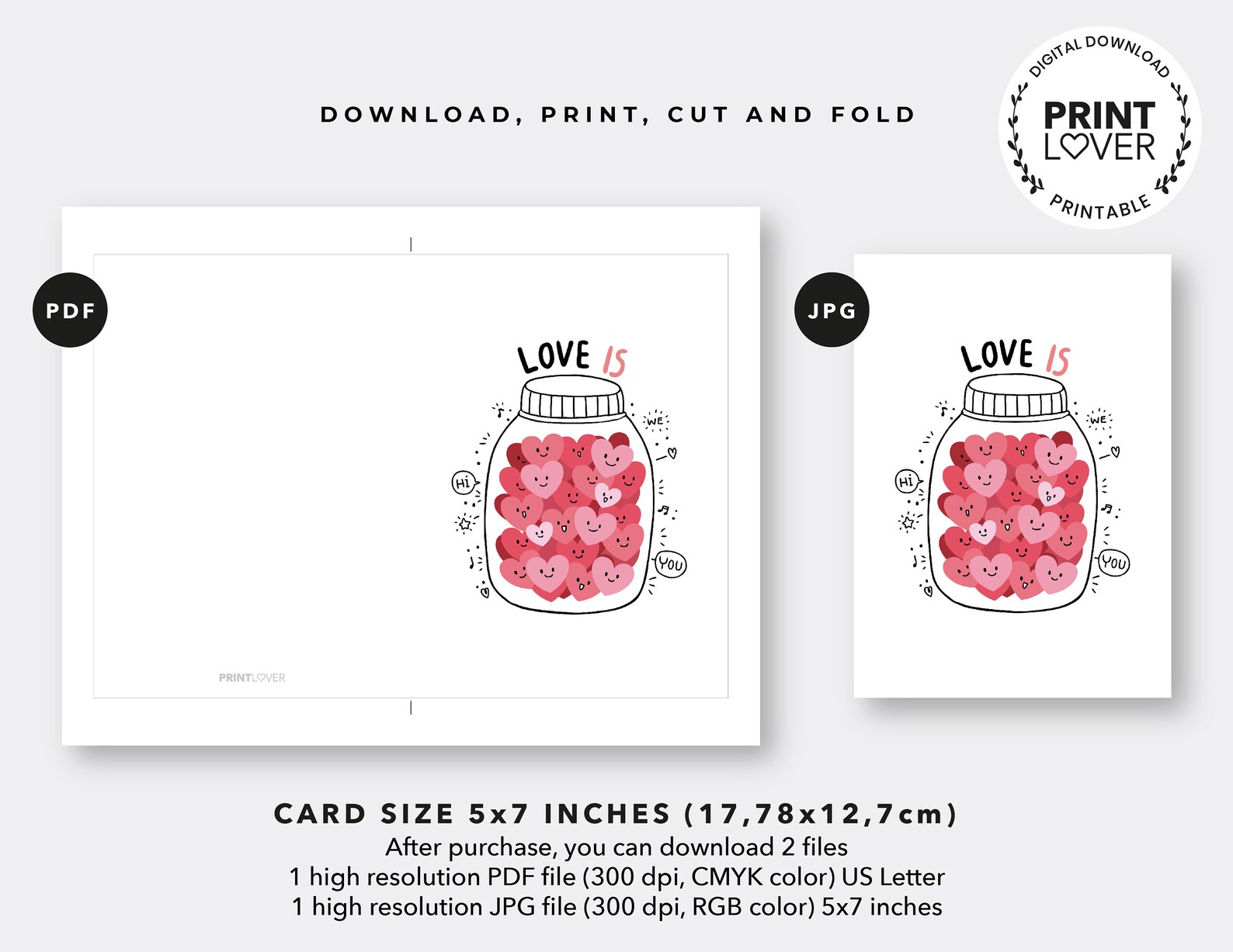 Love Printable Card - Etsy