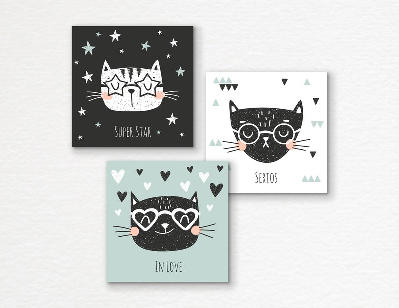Cats Wall Art Printables Etsy