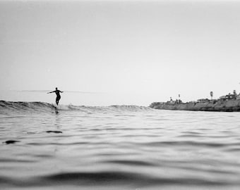 Handmade 35mm film Gelatin Silver Photograph Print of Santa Cruz Surfer