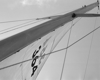 Handmade 35mm Gelatin Silver Print of Sail Boat in San Fransisco Bay