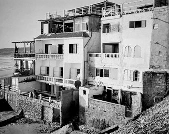 Handmade 35mm film Gelatin Silver Photograph Print of Houses on the Moroccan Coast.