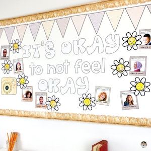 Retro Groovy Classroom Decor | Mental Health Bulletin Board Display for Social Emotional Learning and Counseling Offices