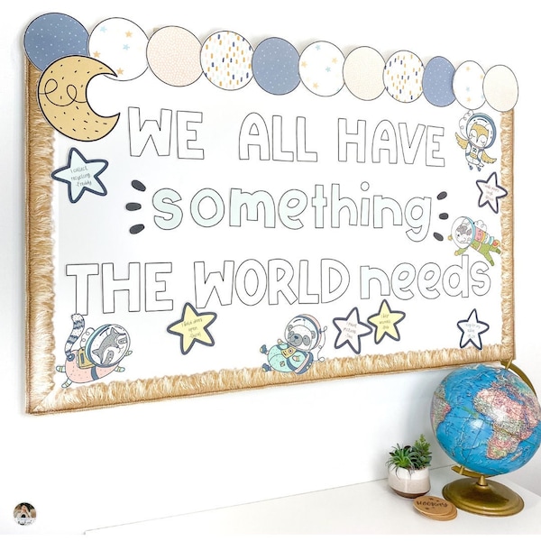 Bulletin Board Inspirational Decorations | Confidence Booster Activity for Kids | Empathy Counseling Office Decor for Self Esteem | Space