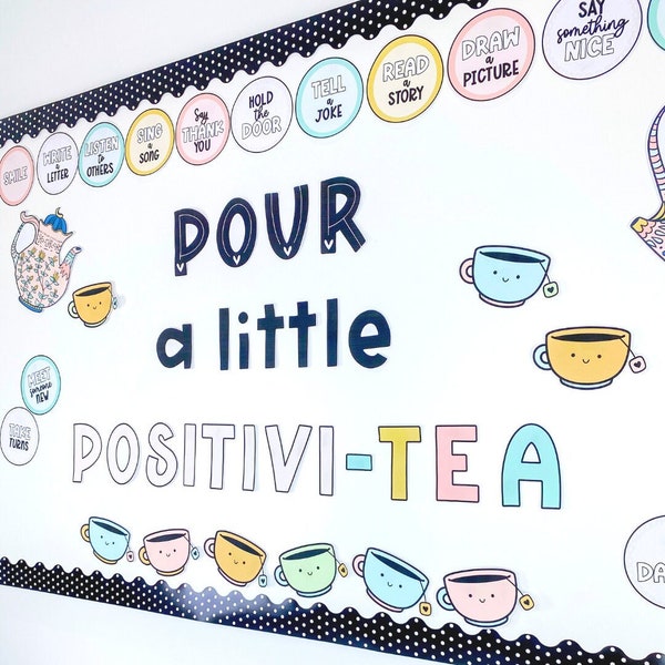 Kindness Matters Kit de tableau d'affichage Positivitea pour les bureaux de conseil | Décoration de la classe