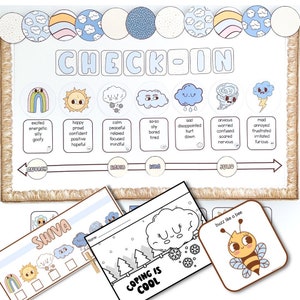 Weather Bulletin Board | Mental Health Check In Therapy Posters | Mood Tracker Board | Feelings Chart | Emotions Bulletin Board for Class