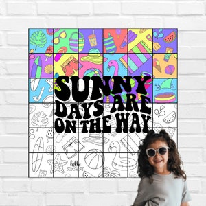 Summer Bulletin Board | Collaborative Art Poster Project for Kids | End of Year Activities | Summer School Coloring Pages