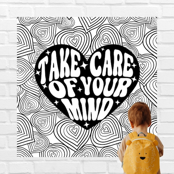 Be Kind To Your Mind Collaborative Poster | Red Ribbon Week Ideas | Mental Health Matters Collaborative Coloring Poster | Counseling Decor