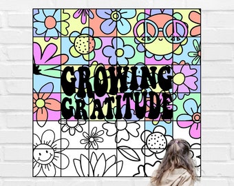 Collaborative Poster | Gratitude Sign | Collaborative Mural Tiles | Printable Coloring Pages for Kids