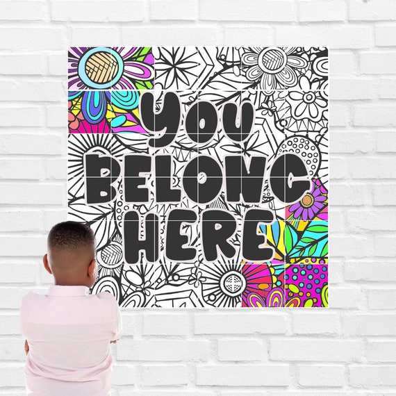 Collaborative Coloring Poster for the Classroom | School Counselor Bulletin Board Giant Coloring Poster Mural for Kids