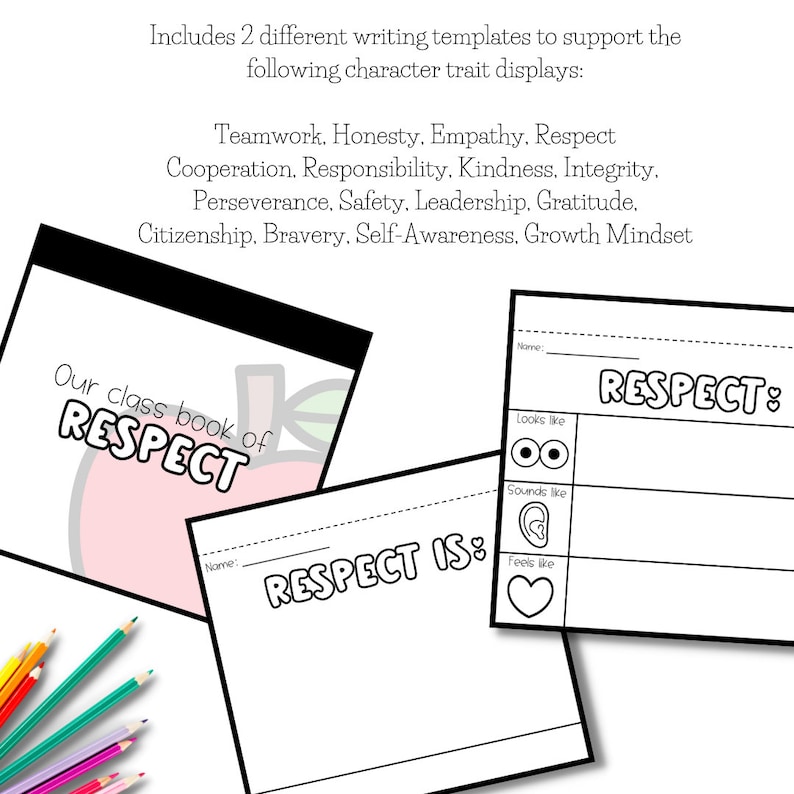 Character Traits Posters Back to School Bulletin Board Etsy