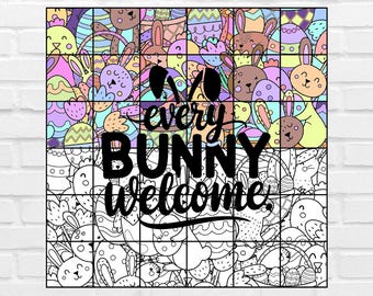 Every Bunny Welcome - Easter Collaborative Poster - Spring Coloring Pages - Collaborative Art Mural - SEL Activity for the Classroom