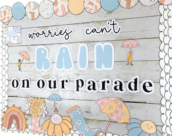 Spring Rain Bulletin Board | Coping Strategies Decor for Counseling Offices and Classrooms | April Showers Bulletin Board Kit | SEL Skills