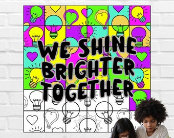 Collaborative Coloring Poster for the Classroom | STEM Poster Art Project | Printable for Kids | STEM Teacher | Shine Bright