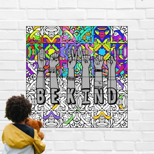 Be Kind Immer Kollaboratives Poster für das Klassenzimmer | Kollaboratives Malposter Wandbild für Kinder | Druckbar