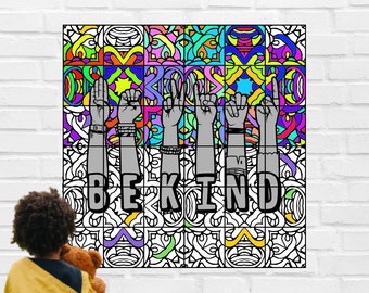 Póster colaborativo &quot;Sea amable siempre&quot; para el aula / Mural de póster para colorear colaborativo para niños / Imprimible